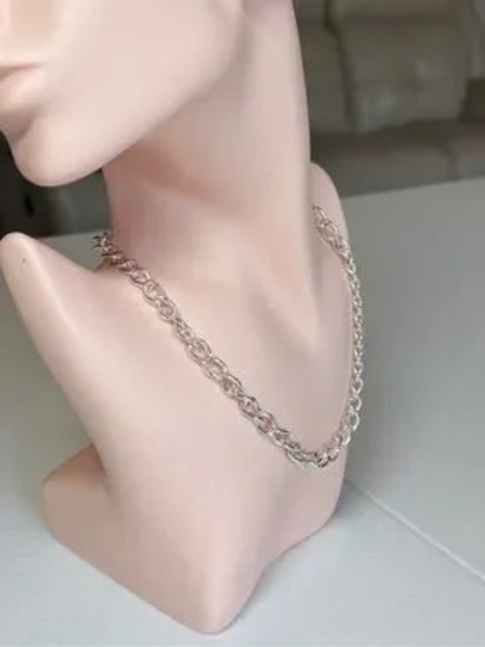 Casual Minimalist Silver Link Chain Necklace
